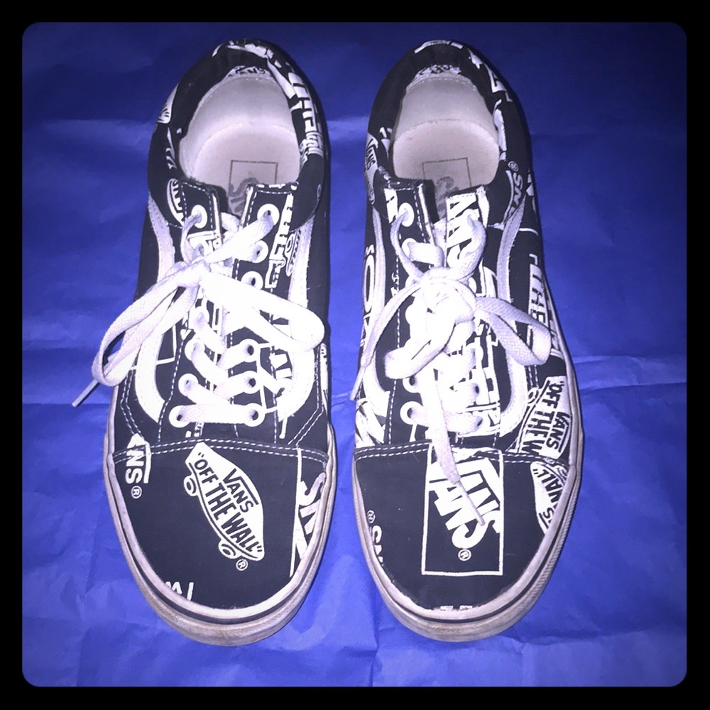Black and white lace up Vans